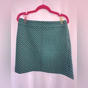 Loft Ann Taylor Green And Black Geo Patterned Knit Mini Skirt- NWT Size 6